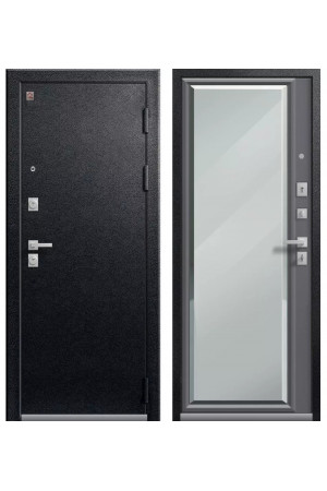 Входная дверь Центурион LUX-1 Зеркало (Черный муар - Софт маренго)