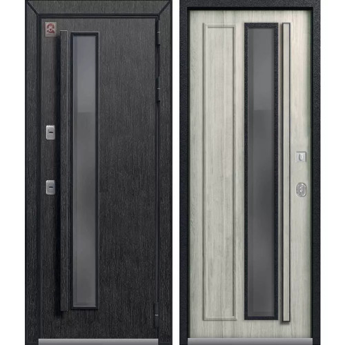 Входная дверь Центурион Т-5 Premium (Черный муар/Распил графит - Полярный дуб)