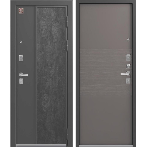 Входная дверь Центурион LUX-7 (Серый муар/Серый камень - Софт грей)