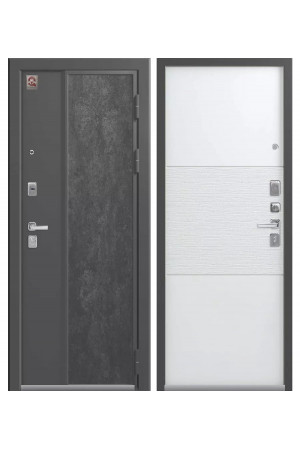Входная дверь Центурион LUX-7 (Серый муар/Серый камень - Софт белый)