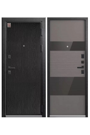 Входная дверь Центурион LUX-8 (Серый муар/Распил графит - Софт грей) Темное стекло