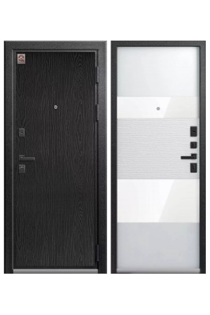 Входная дверь Центурион LUX-8 (Серый муар/Распил графит - Софт белый) Светлое стекло