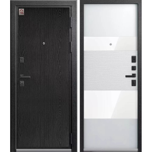 Входная дверь Центурион LUX-8 (Серый муар/Распил графит - Софт белый) Светлое стекло