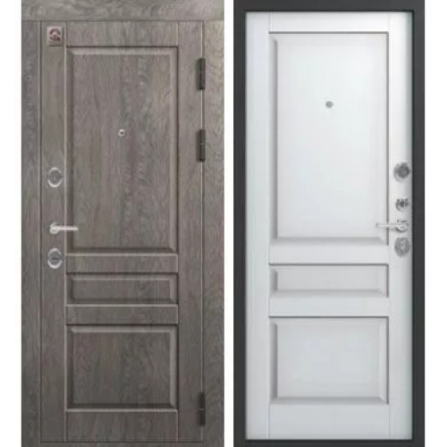 Входная дверь Центурион С-110 (Серый муар/Дуб Мадейра - Софт белый)