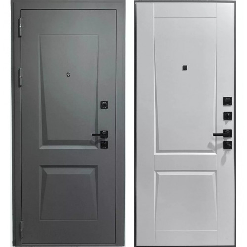 Входная дверь Дверь стальная СТР-Тренд (Серый муар / Белый матовый)