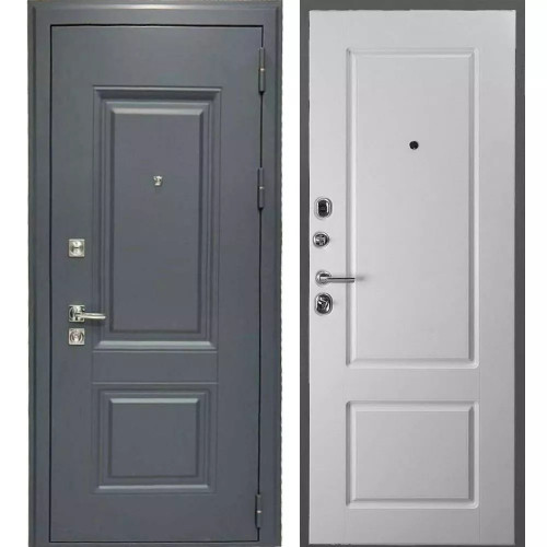 Входная дверь Дверь стальная СТР-Норд (Серый муар / Белый матовый)