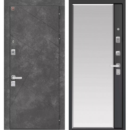 Входная дверь Центурион С-114 (Черный муар/Серый камень - Смоки софт)